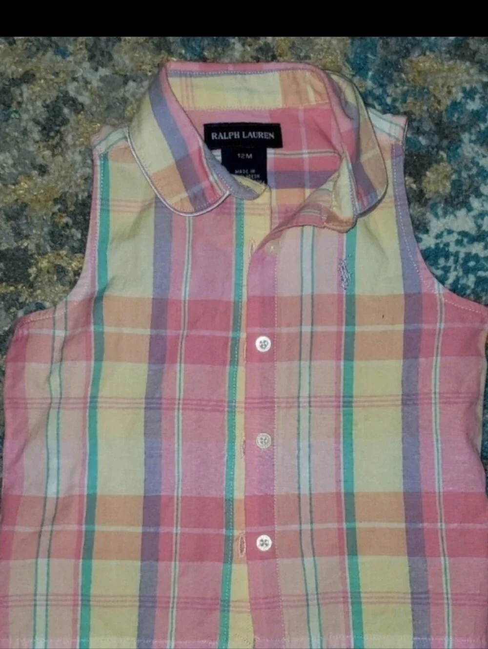 New Ralph Lauren Plaid Sleeveless Top and Shorts Set Size 12 Months